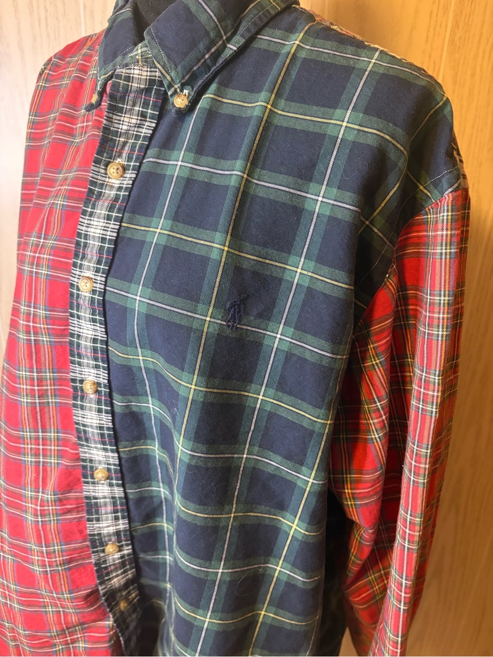 Men’s 2X Ralph Lauren Plaid Colorblock Long Sleeve Button Down Short - Picture 2 of 11
